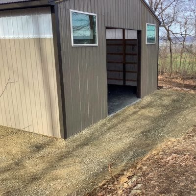 exterior of pole barn on a pole barn foundation for sale