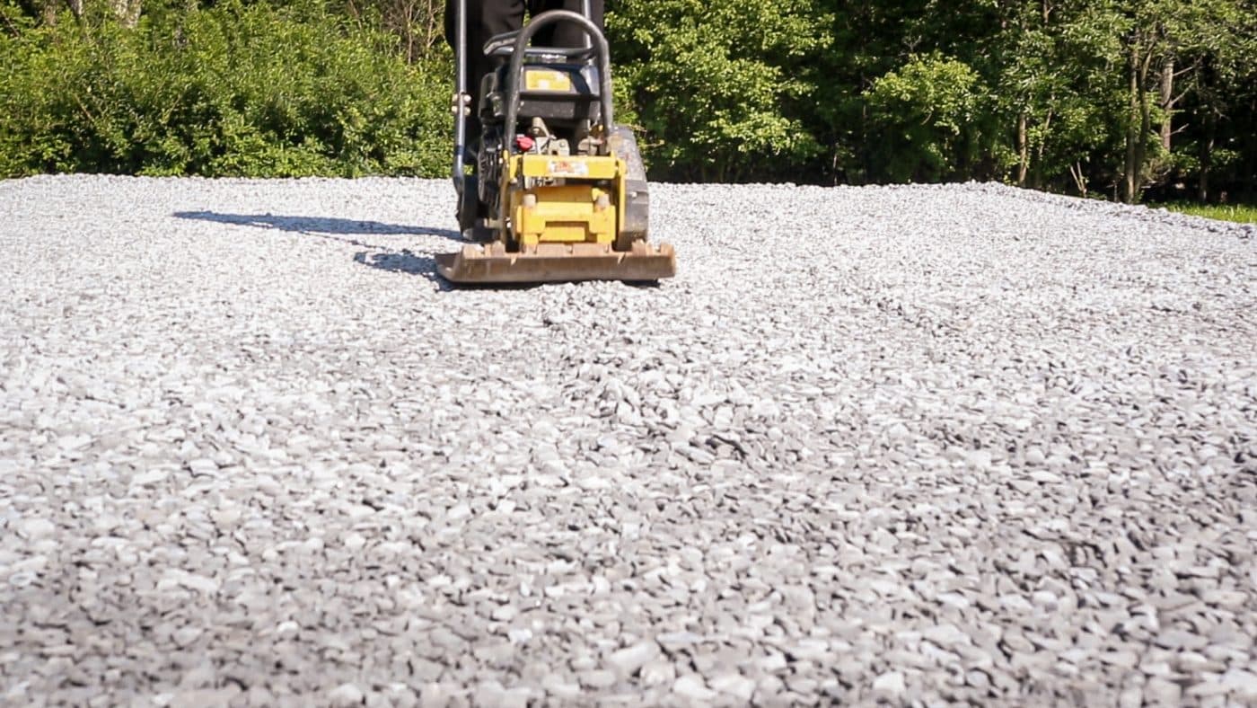 Compacting a gravel shed foundation in Connecticut