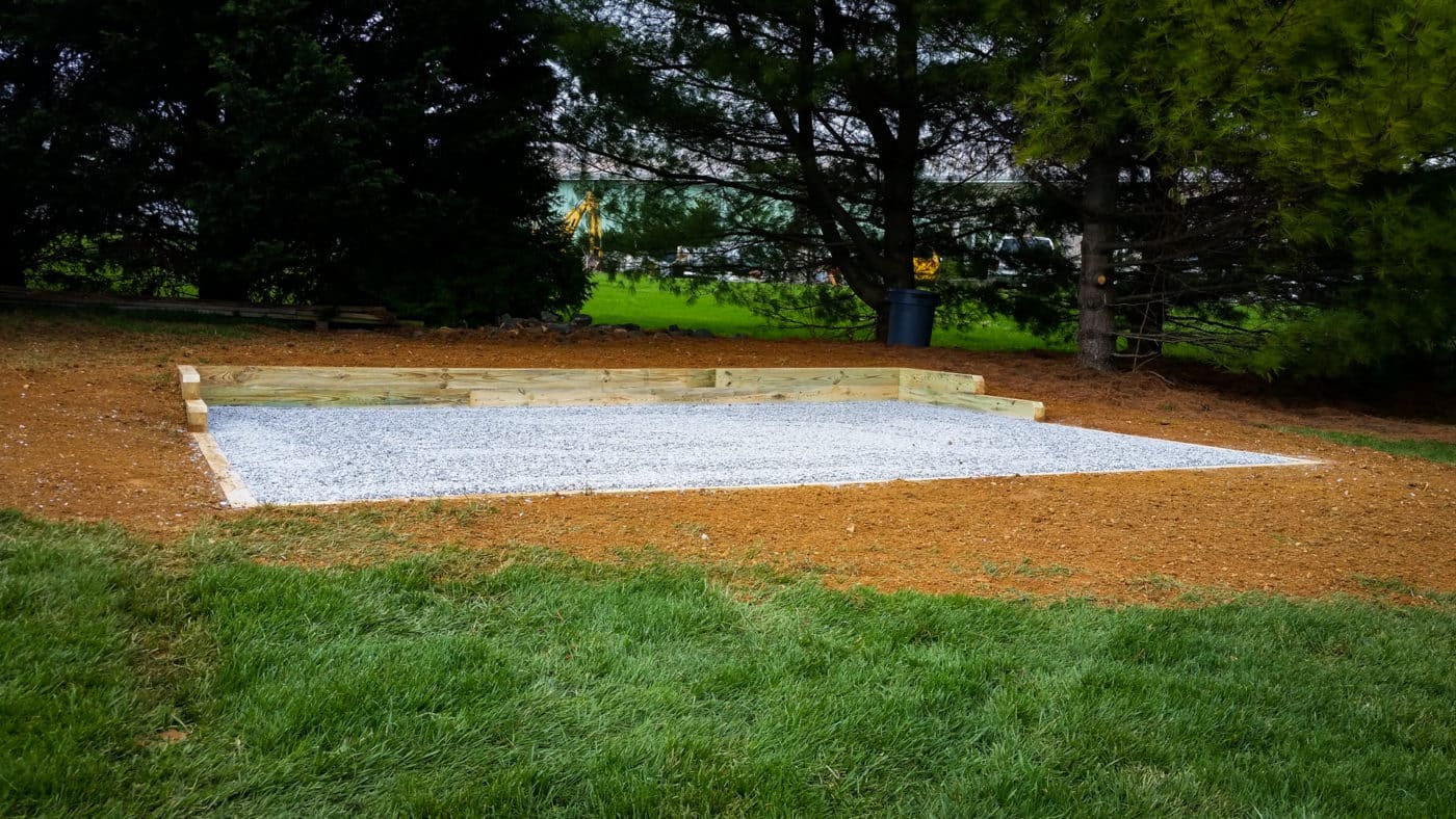 A gravel shed foundation in Maryland