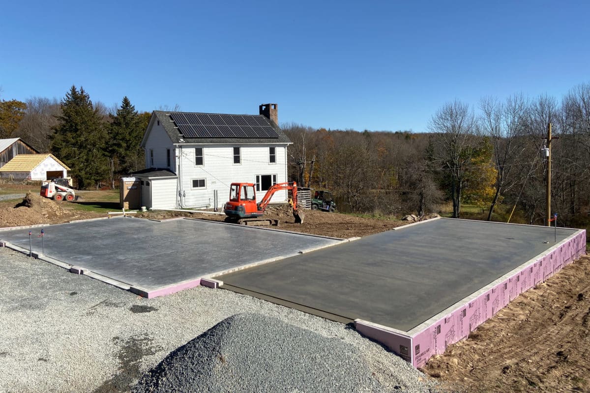 A concrete garage foundation installation in PA