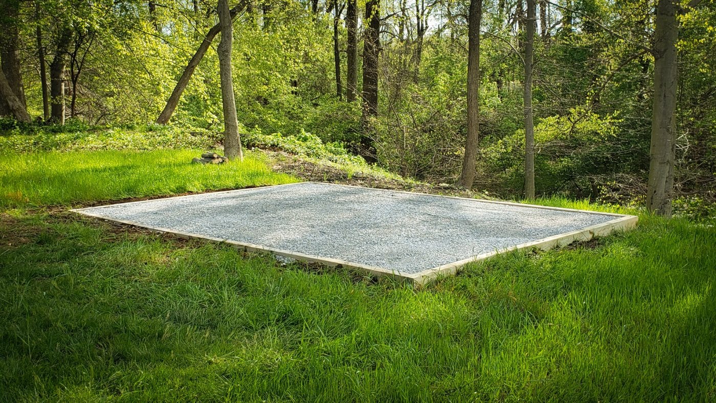 A gravel shed pad to help keep your shed floor from rotting.