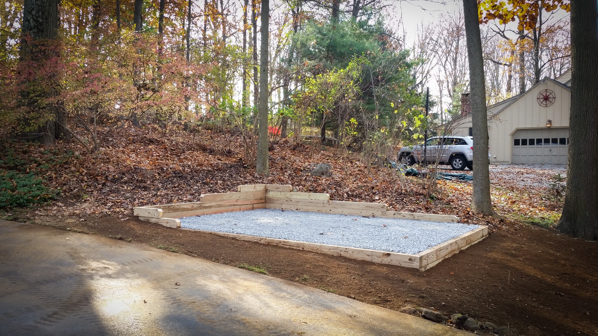 A gravel shed foundation