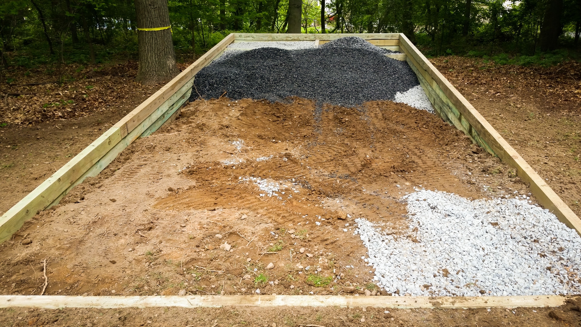 A shed site prep project under construction