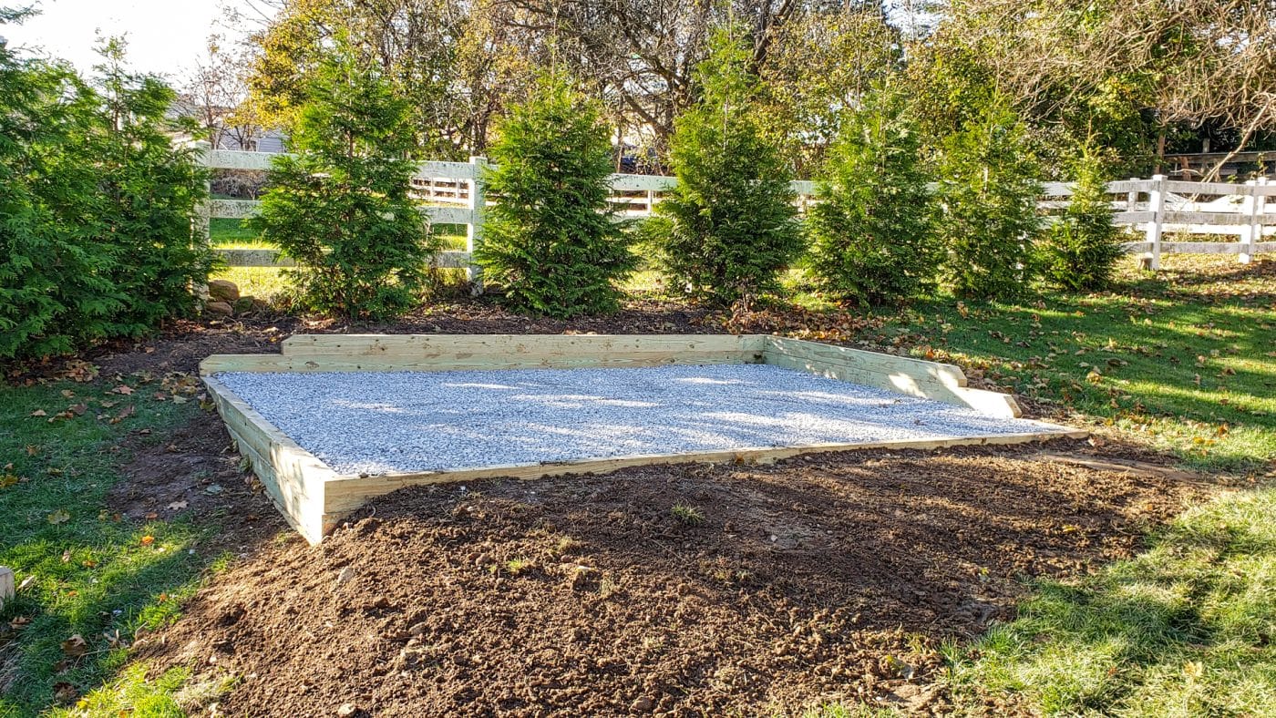 photo of newly installed foundation for the article how to level a shed on uneven ground