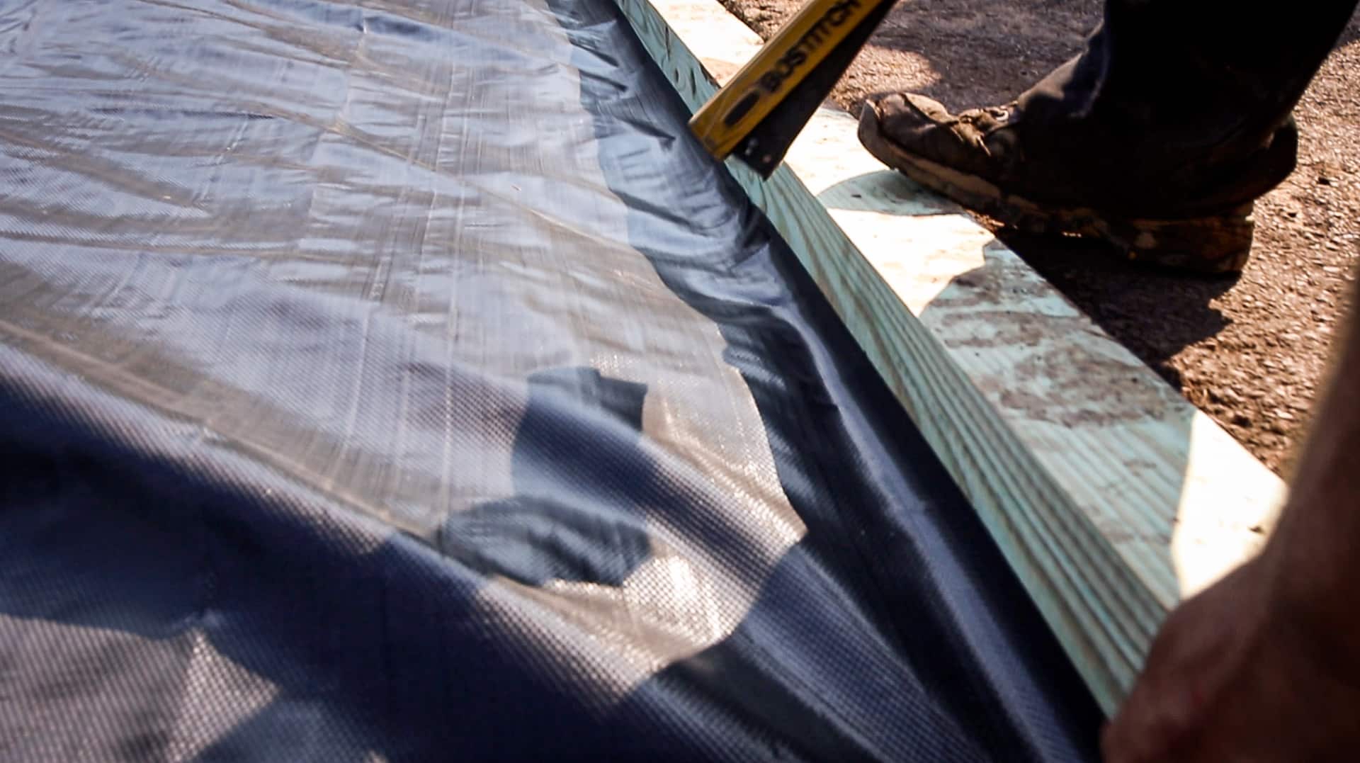 How to install stabilization fabric in a shed foundation