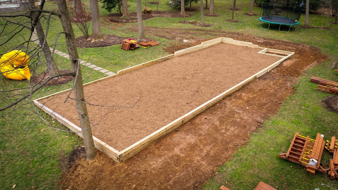 leveling ground for swingset wood mulch pad