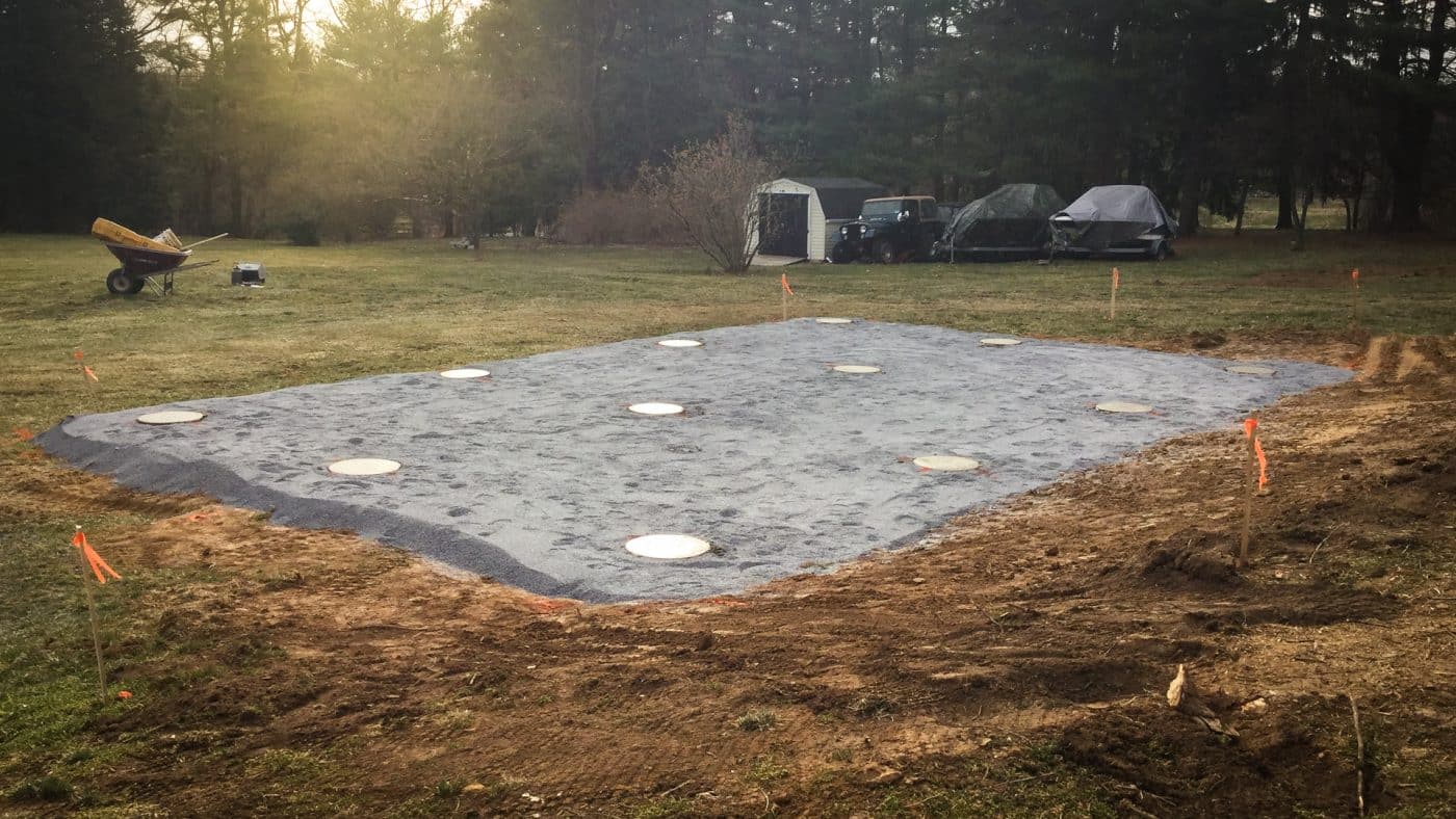 Shed foundation piers with a gravel or stone dust pad