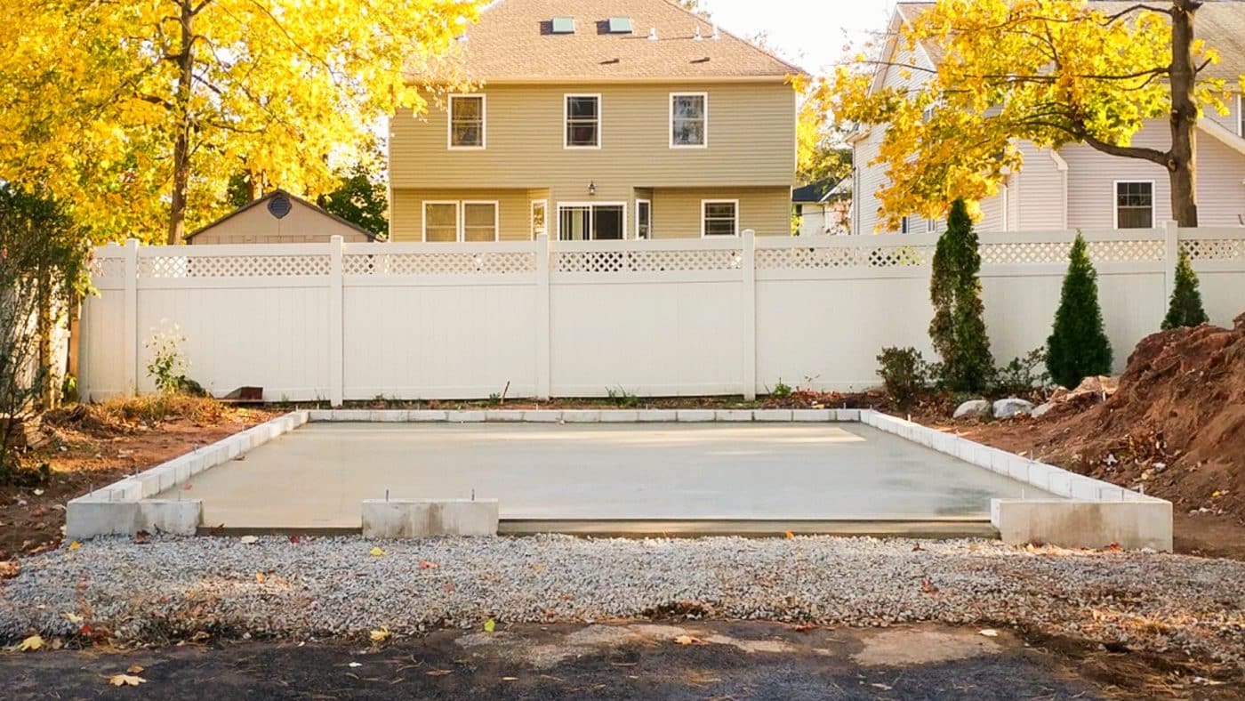 A concrete garage foundation built in PA, NY, NJ, MD, VA, DE, CT, or WV