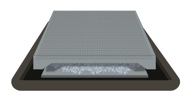 Diagram of a floating concrete foundation for a shed or garage