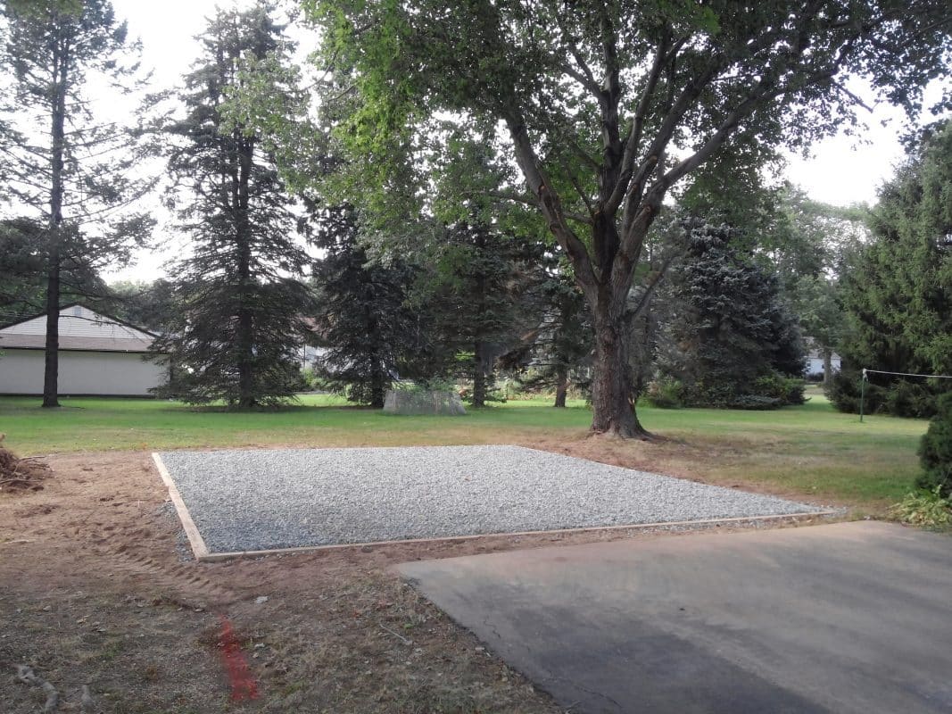 A gravel pad for a garage available for installation in New York City